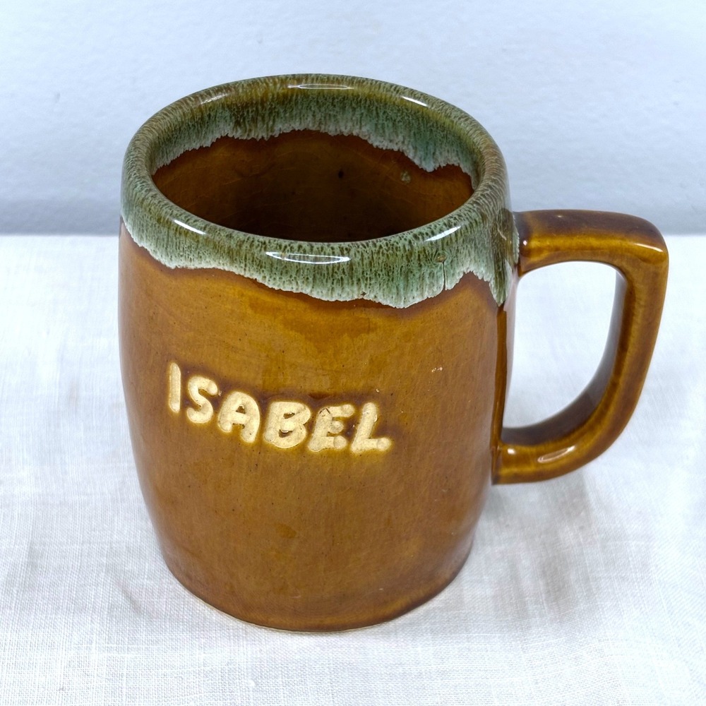 Vintage 1977 Van Briggle Colorado Springs Isabel Personalized Pottery Mug Brown